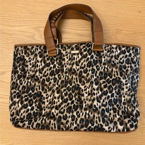 Rachel Zoe Leopard Print Tote with Brown Leather Handles